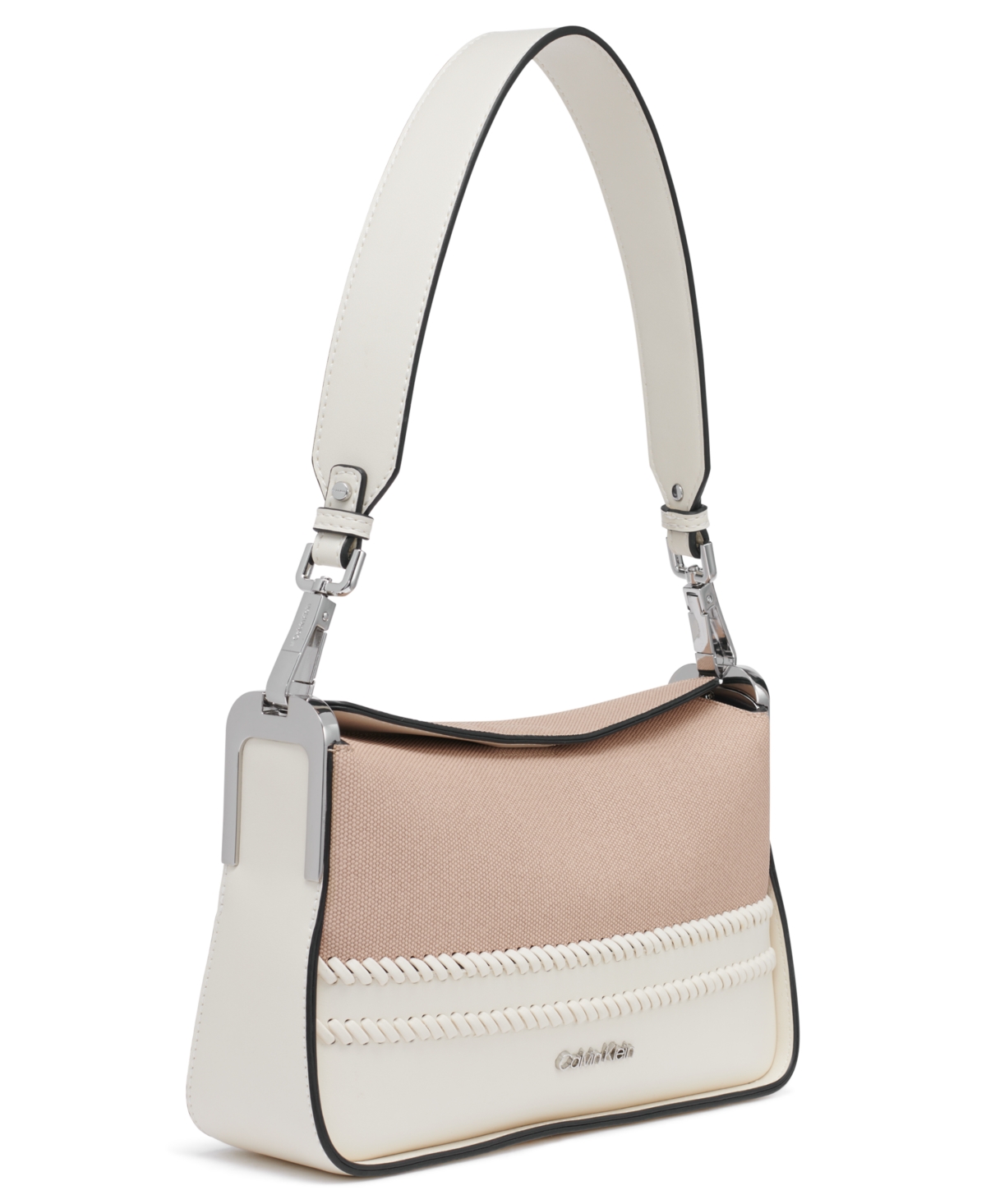 Calvin Klein Fay Canvas Shoulder In White,natural