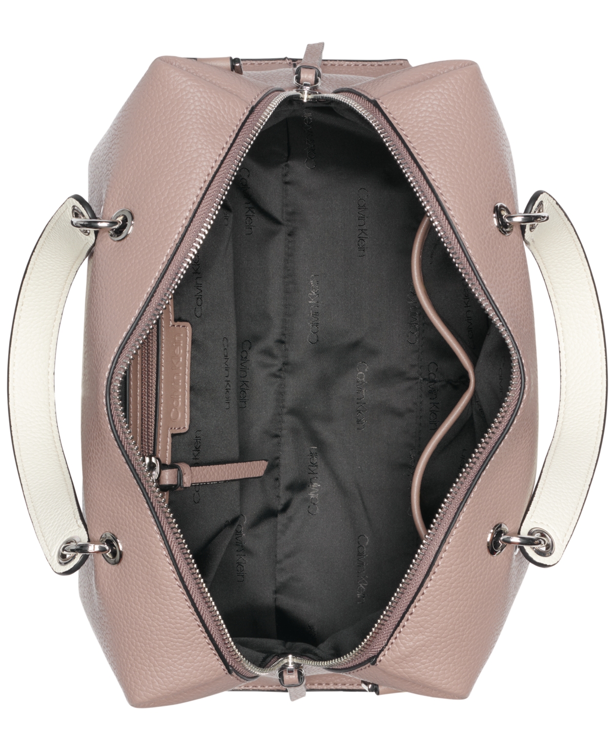 Calvin Klein Cali Medium Satchel Bag In Cocoa,cherub White
