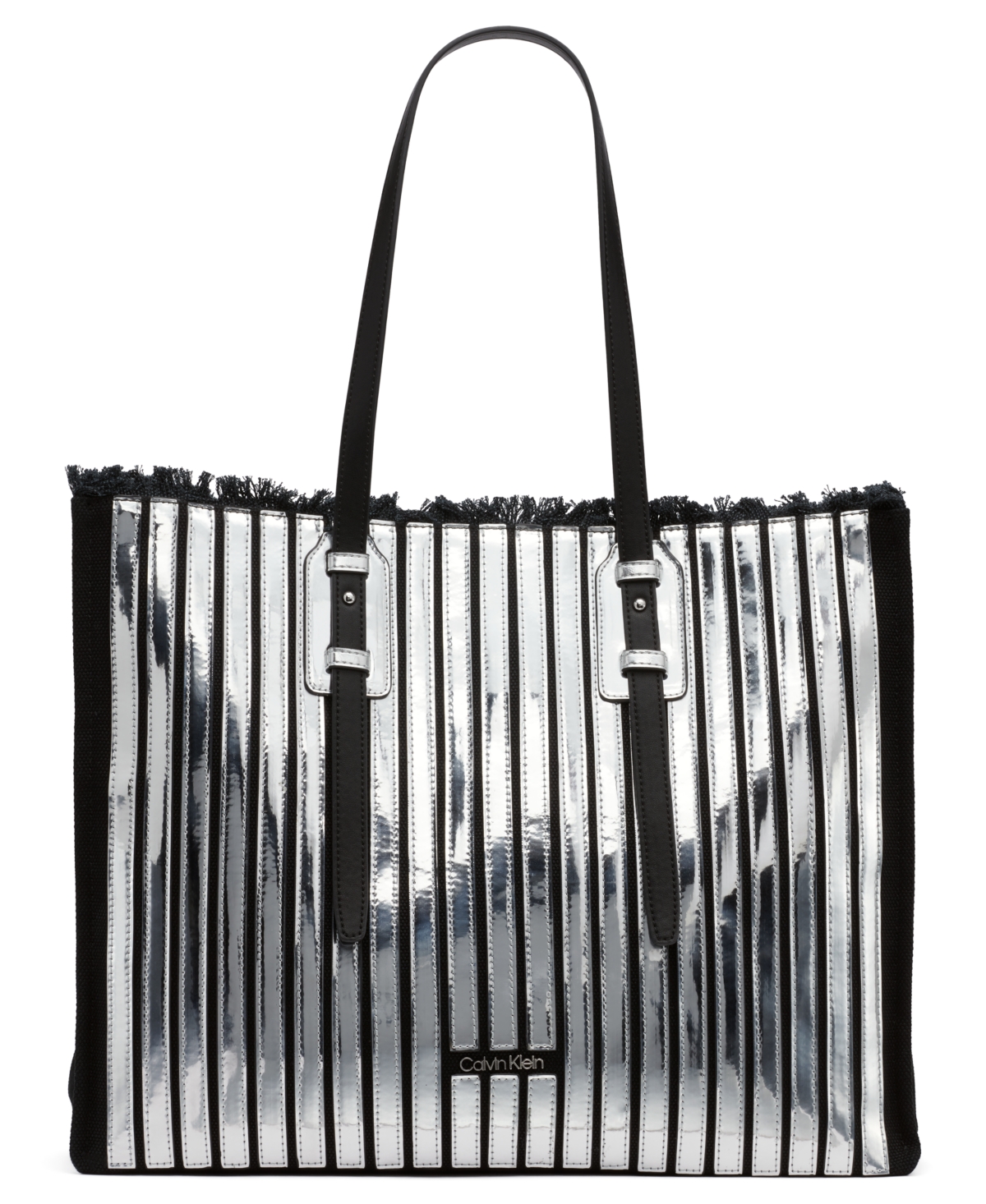 Modern Essentials Pieced Metallic Tote - Silver, Multi