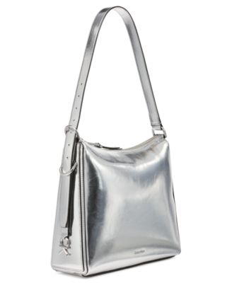 Mandy Metallic Top Zipper Shoulder Bag