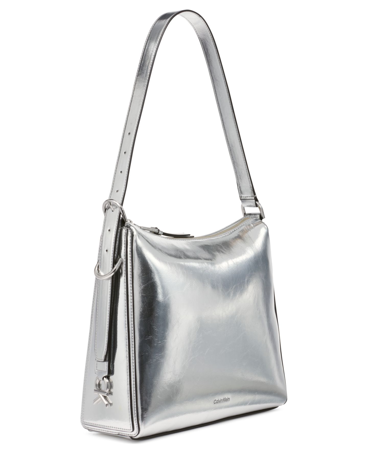 Женская сумка Calvin Klein Mandy Metallic Top Zipper Shoulder, цвет: Металлик серебряный — фото 5