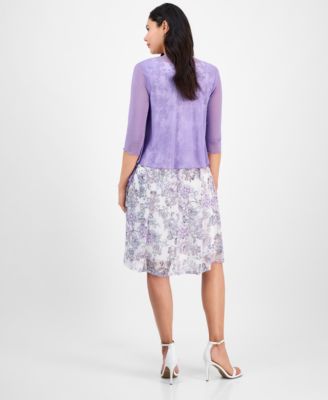 Women's 2-Pc. Open-Front Jacket & Floral Dress Set