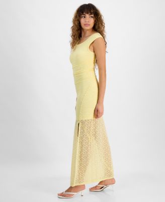 Women's Cap-Sleeve Side-Slit Lace Maxi Dress, Exclusively at Macy's
