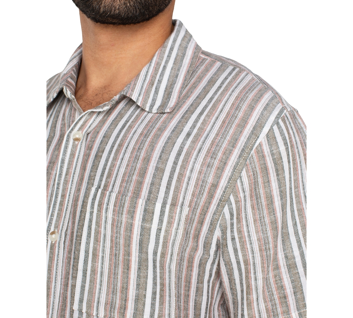 Liverpool Los Angeles Men's Relaxed Fit Short Sleeve Striped Button-front Shirt In Multi