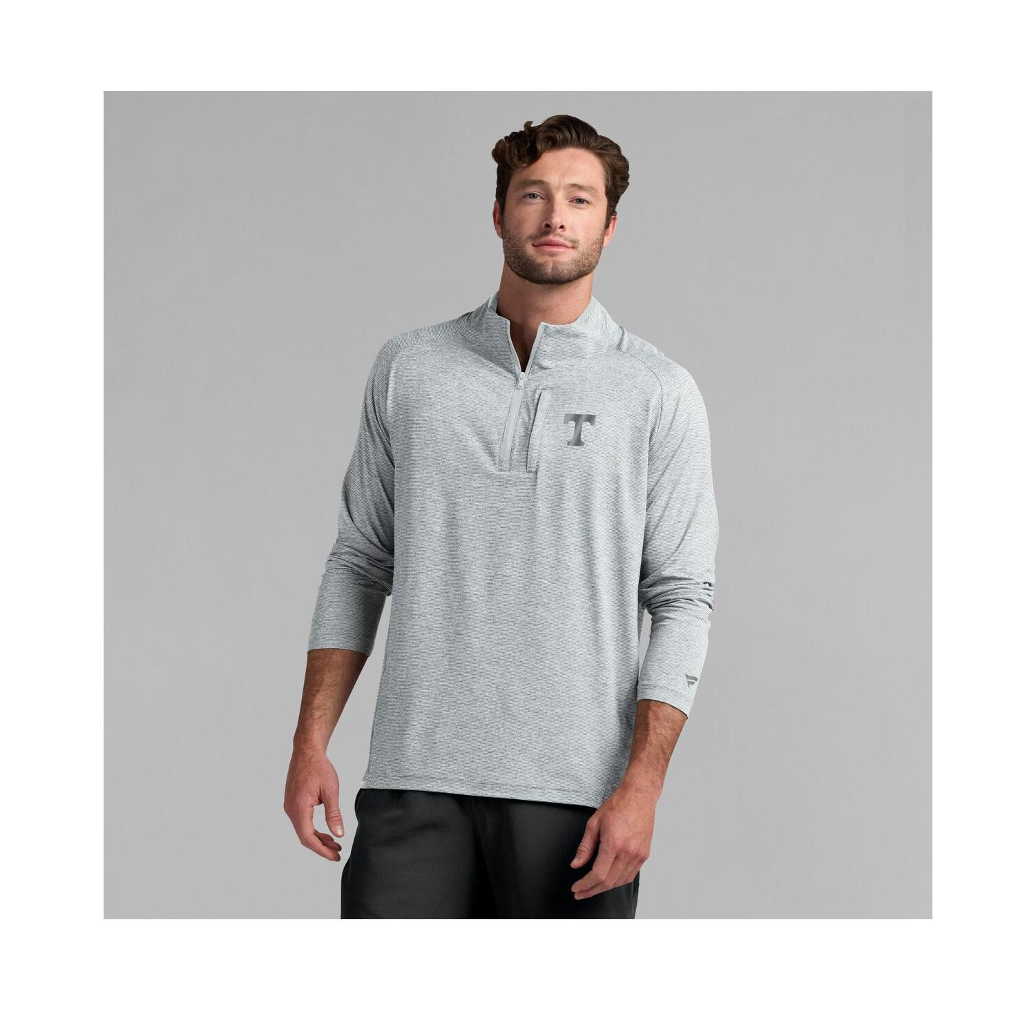 Men's Gray Tennessee Volunteers Mock Neck Half-Zip Pullover Jacket