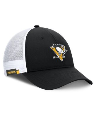 Men's Black/White Pittsburgh Penguins Authentic Pro Simple Rink Trucker Adjustable Hat
