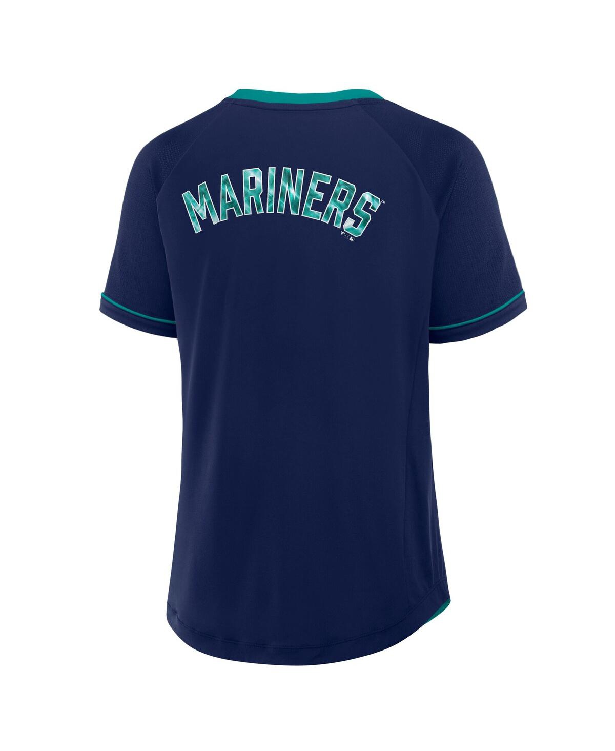 Fanatics Women's Navy Seattle Mariners League Diva Star Raglan V-neck T-shirt In Navy