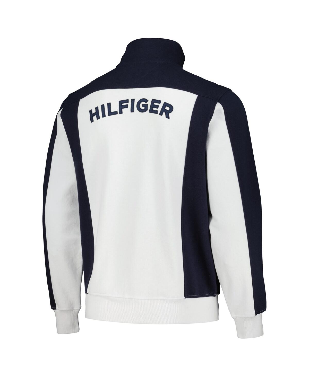 TOMMY HILFIGER MEN'S WHITE/NAVY CHICAGO BEARS NOLAN FULL-ZIP TRACK JACKET 