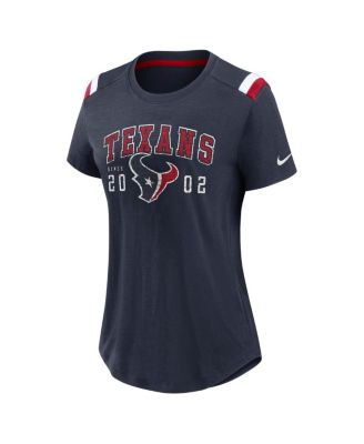 Women's Heather Navy Houston Texans Prime Logo Slub Fashion T-Shirt