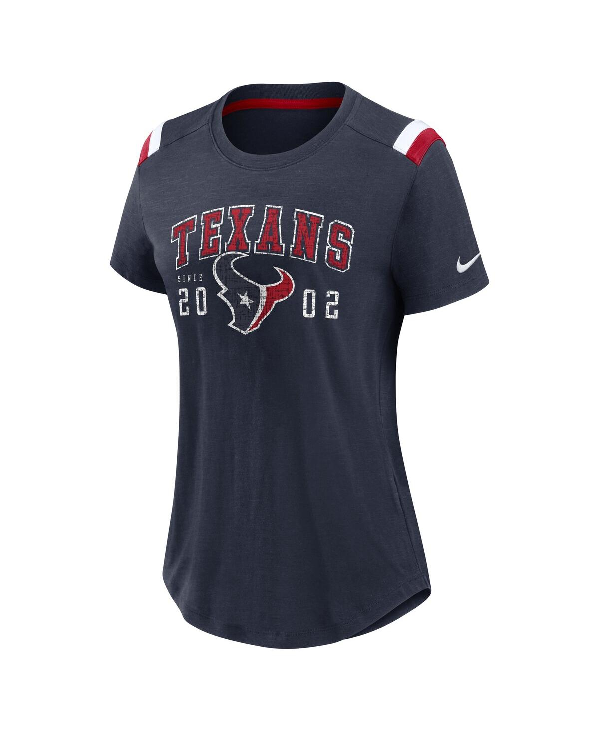 Nike Women's Heather Navy Houston Texans Prime Logo Slub Fashion T-shirt In Heather Navy