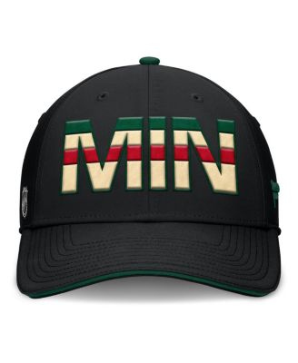 Men's Black/Green Minnesota Wild Authentic Pro Rink Team Code Flex Hat