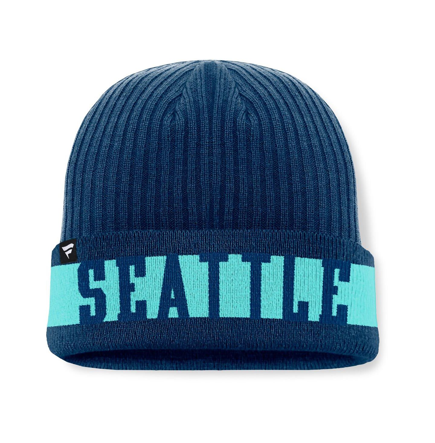 Мужская шапка Fanatics Deep Sea Blue Seattle Kraken Blueliner Cuffed Knit Hat — фото 2