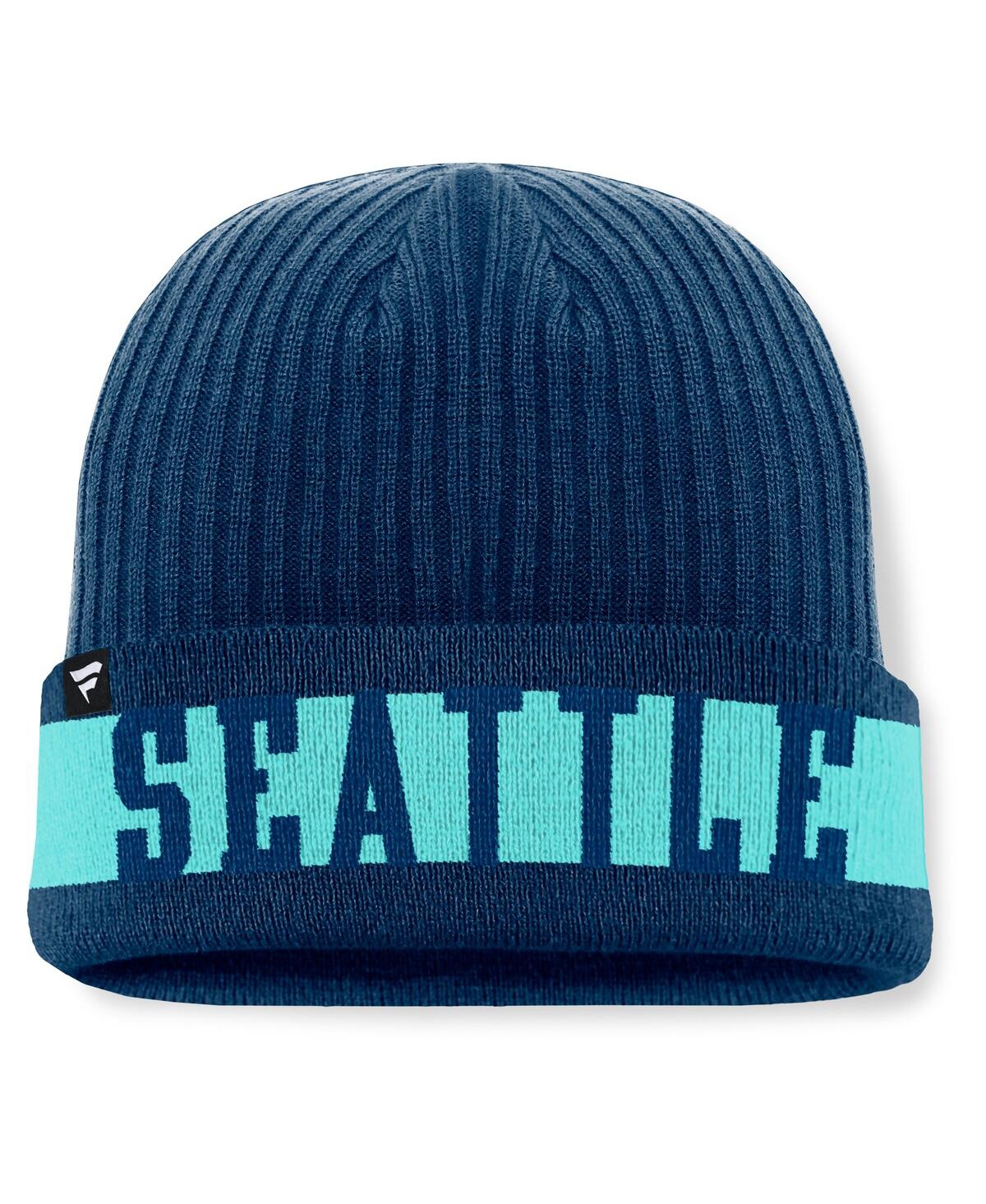 Fanatics Men's Deep Sea Blue Seattle Kraken Blueliner Cuffed Knit Hat In Navy