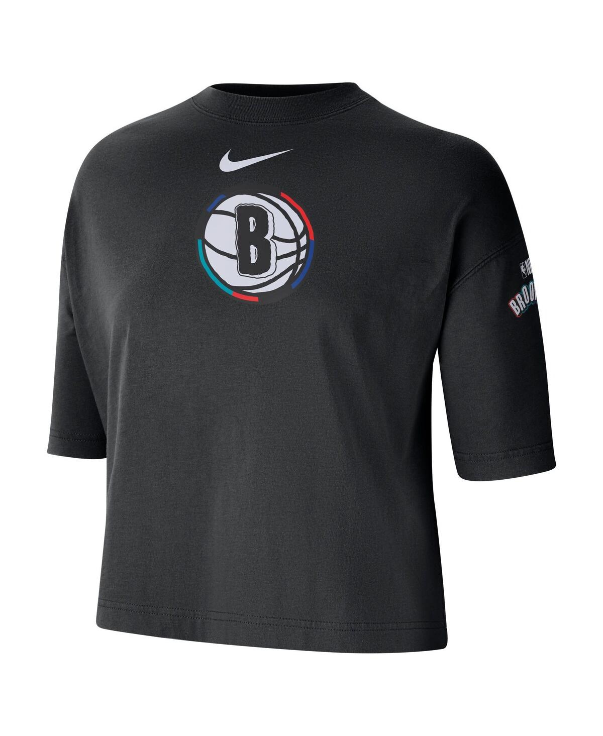 Nike Women's Black Brooklyn Nets 2024/25 City Edition Courtside Boxy T-shirt In Black