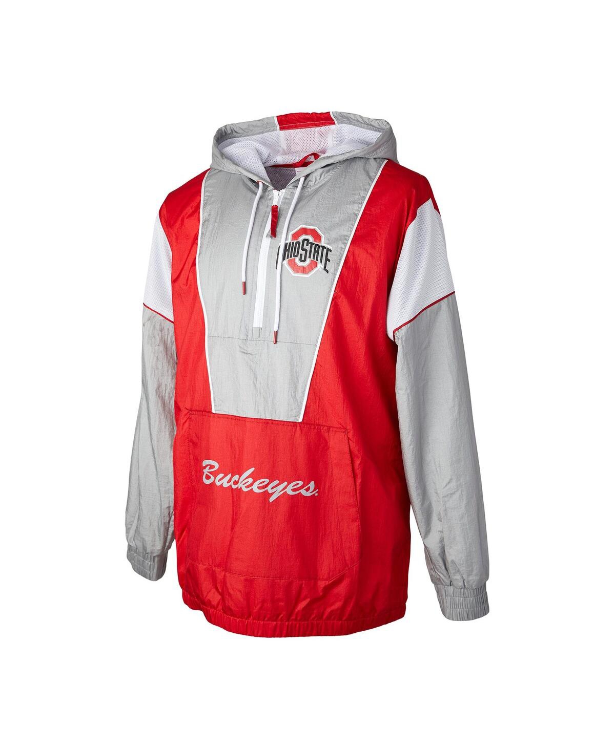 Mitchell & Ness Men's Scarlet Ohio State Buckeyes Highlight Reel Half-zip Windbreaker In Scarlet