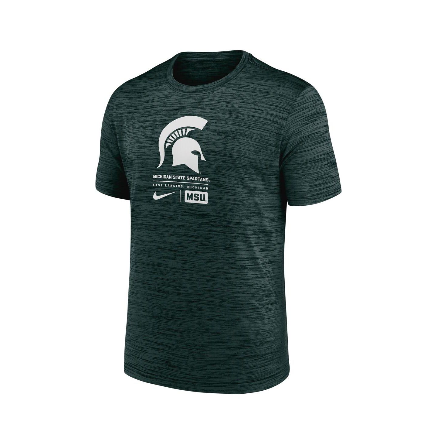 Мужская футболка Nike Green Michigan State Spartans Campus Center Block Velocity Performance — фото 3