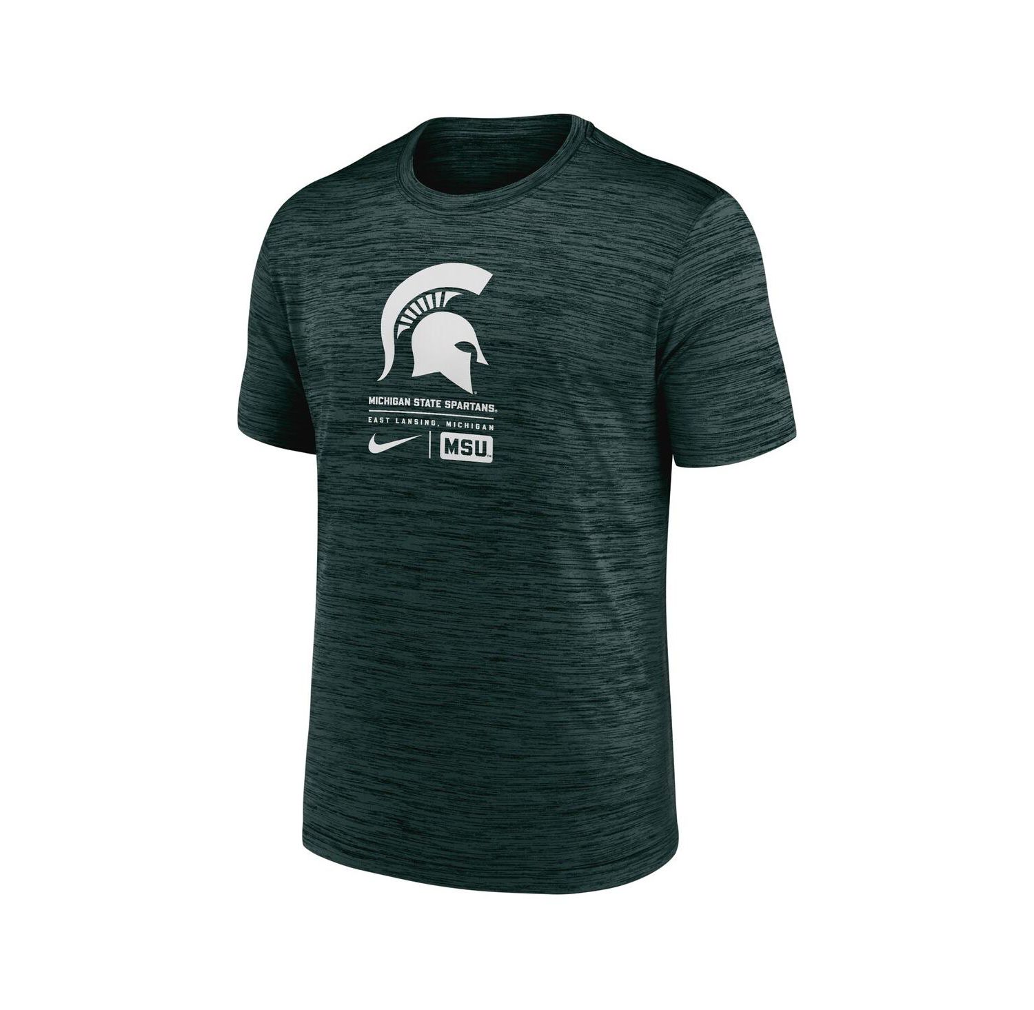 Men's Green Michigan State Spartans Campus Center Block Velocity Performance T-Shirt