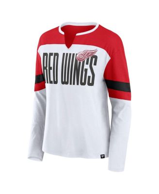 Women's White/Red Detroit Red Wings Frozen Long Sleeve Notch Neck T-Shirt
