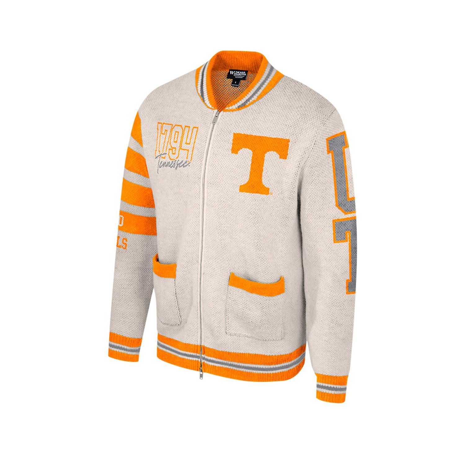 Women's Cream Tennessee Volunteers Jacquard Full-Zip Sweater
