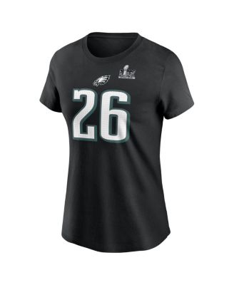 Women's Saquon Barkley Black Philadelphia Eagles Super Bowl LIX Name Number T-Shirt
