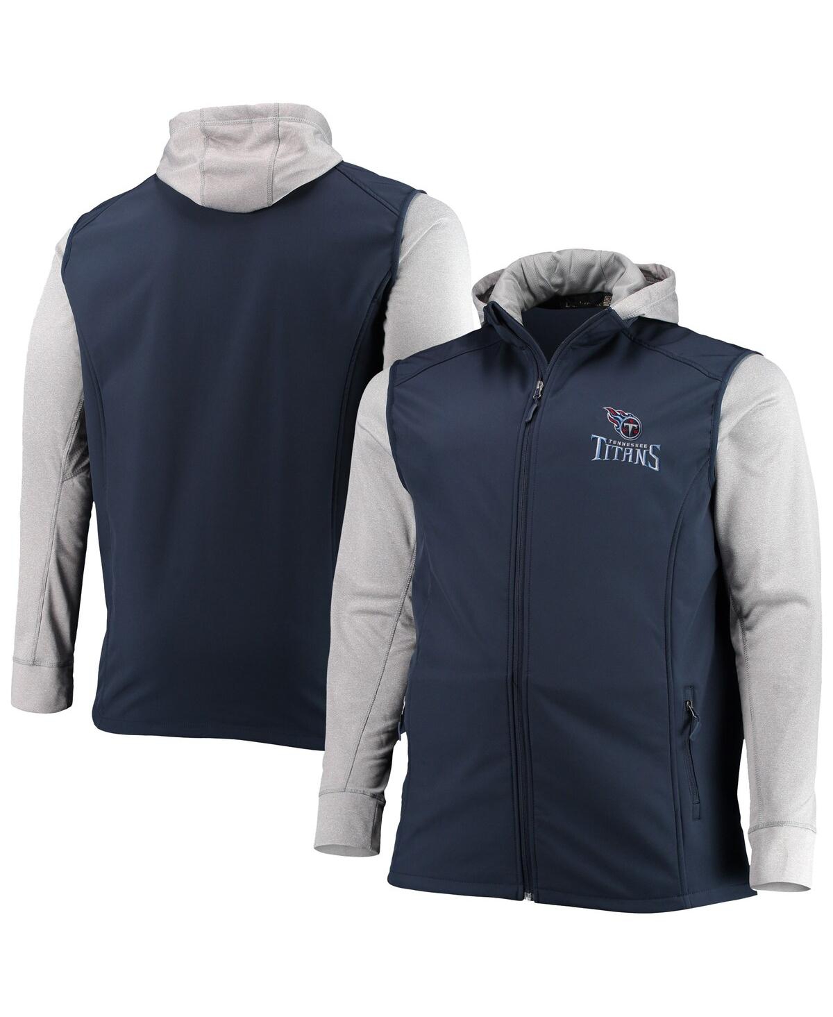 DUNBROOKE MEN'S NAVY/GRAY TENNESSEE TITANS BIG TALL ALPHA FULL-ZIP HOODIE JACKET 