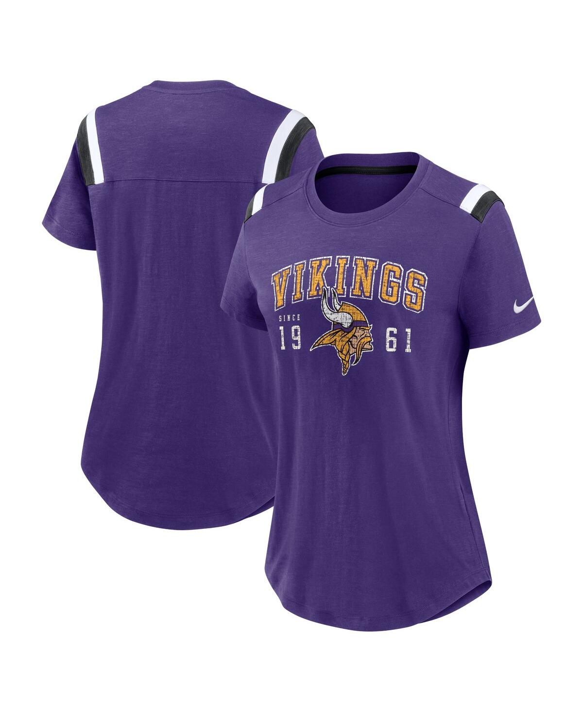 Nike Women's Heather Purple Minnesota Vikings Prime Logo Slub Fashion T-shirt In Heather Purple