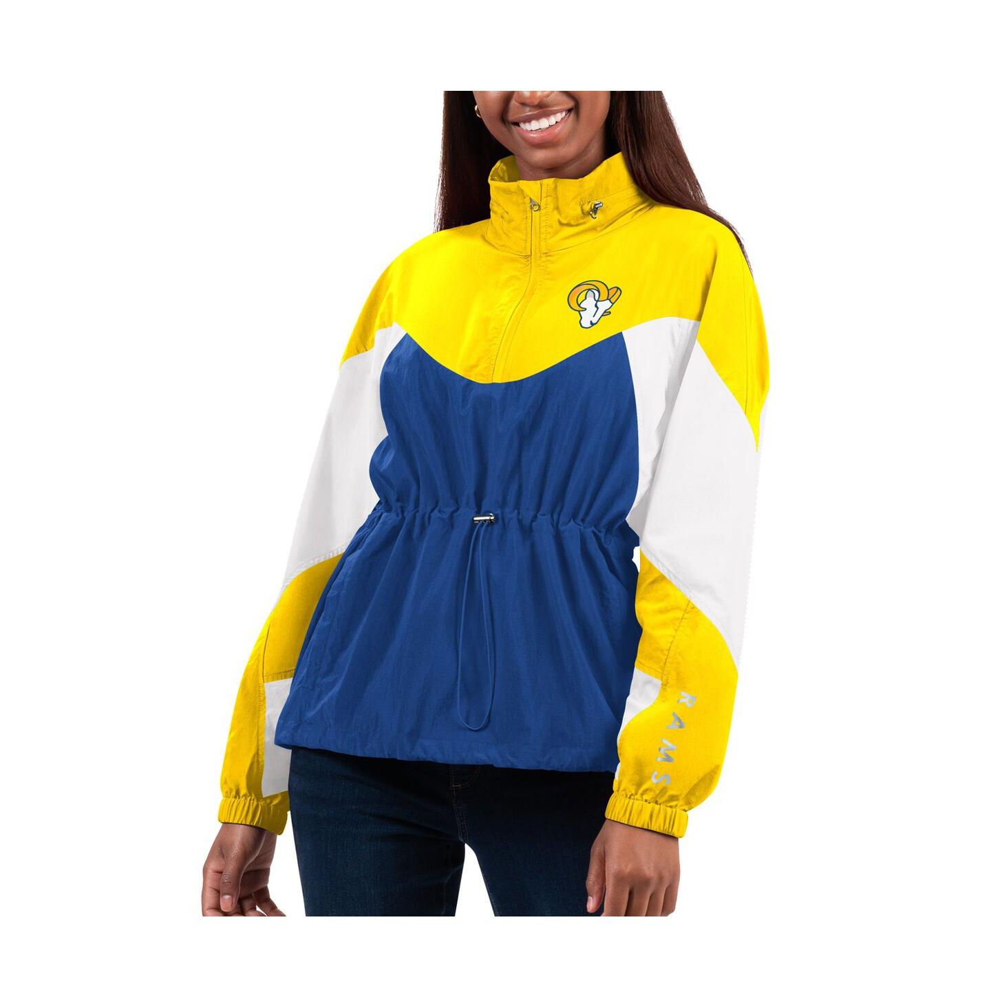 Женская куртка G-III 4Her by Carl Banks Royal/Gold Los Angeles Rams Tie Breaker Lightweight Quarter-Zip — фото 1