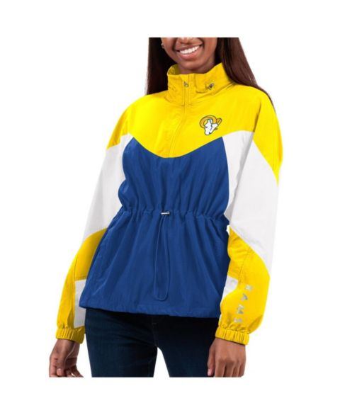Женские куртки G-III 4Her by Carl Banks Women's Royal/Gold Los Angeles Rams Tie Breaker Lightweight Quarter-Zip Jacket