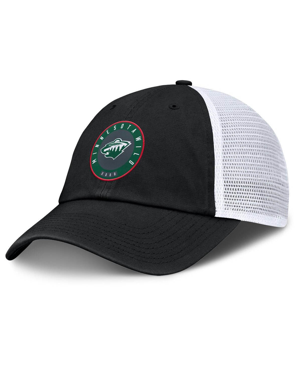 Fanatics Men's Black/white Minnesota Wild Averie Trucker Adjustable Hat In Black,white