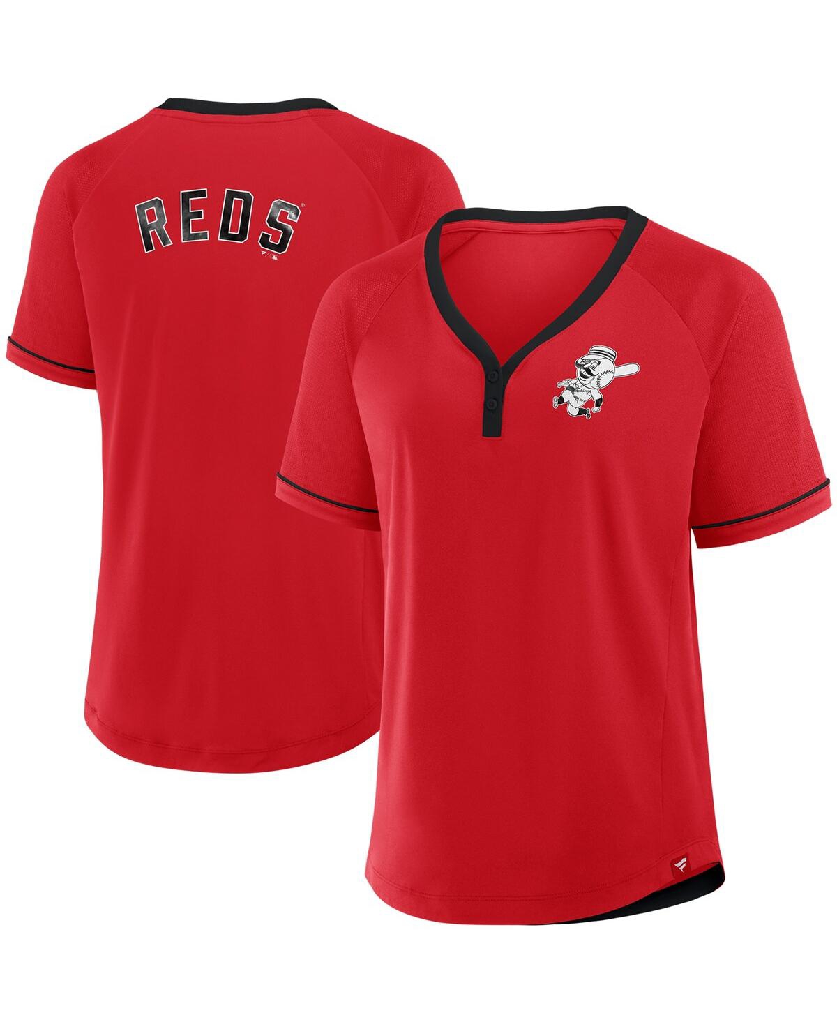 Fanatics Women's Red Cincinnati Reds Cooperstown Collection League Diva Raglan V-neck T-shirt In Red