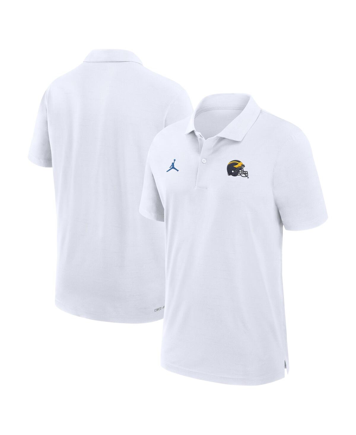 JORDAN MEN'S WHITE MICHIGAN WOLVERINES 2024 SIDELINE WOVEN PERFORMANCE POLO 