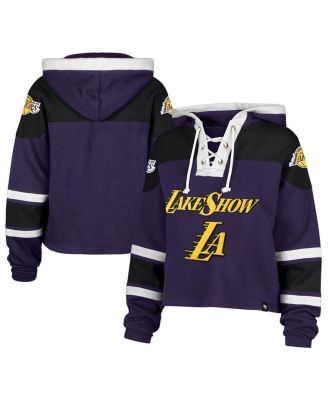 '47 Brand - Women's Purple Los Angeles Lakers 2024/25 City Edition Superior Cropped Lace-Up Pullover Hoodie