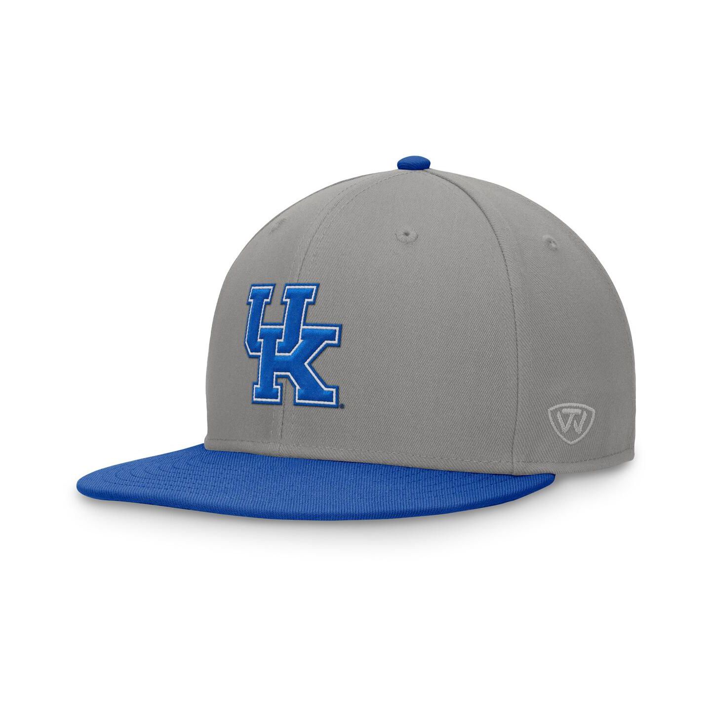 Мужская кепка Top of the World Gray/Royal Kentucky Wildcats Rally Two-Tone Fitted Hat — фото 1