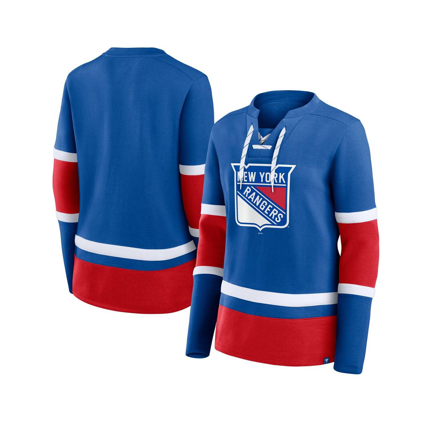 Women's Blue New York Rangers Prime Time Lace-Up Long Sleeve T-Shirt