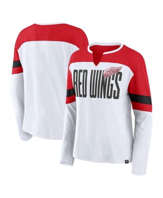Fanatics - Women's  White/Red Detroit Red Wings Frozen Long Sleeve Notch Neck T-Shirt