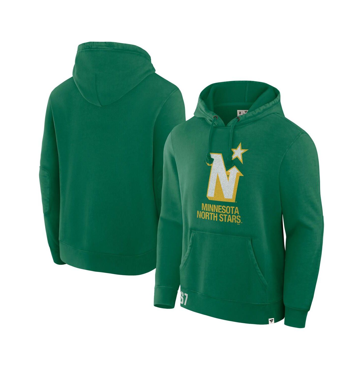 Мужское худи Fanatics Kelly Green Minnesota North Stars Decades Collection Tradition Fleece Pullover — фото 1
