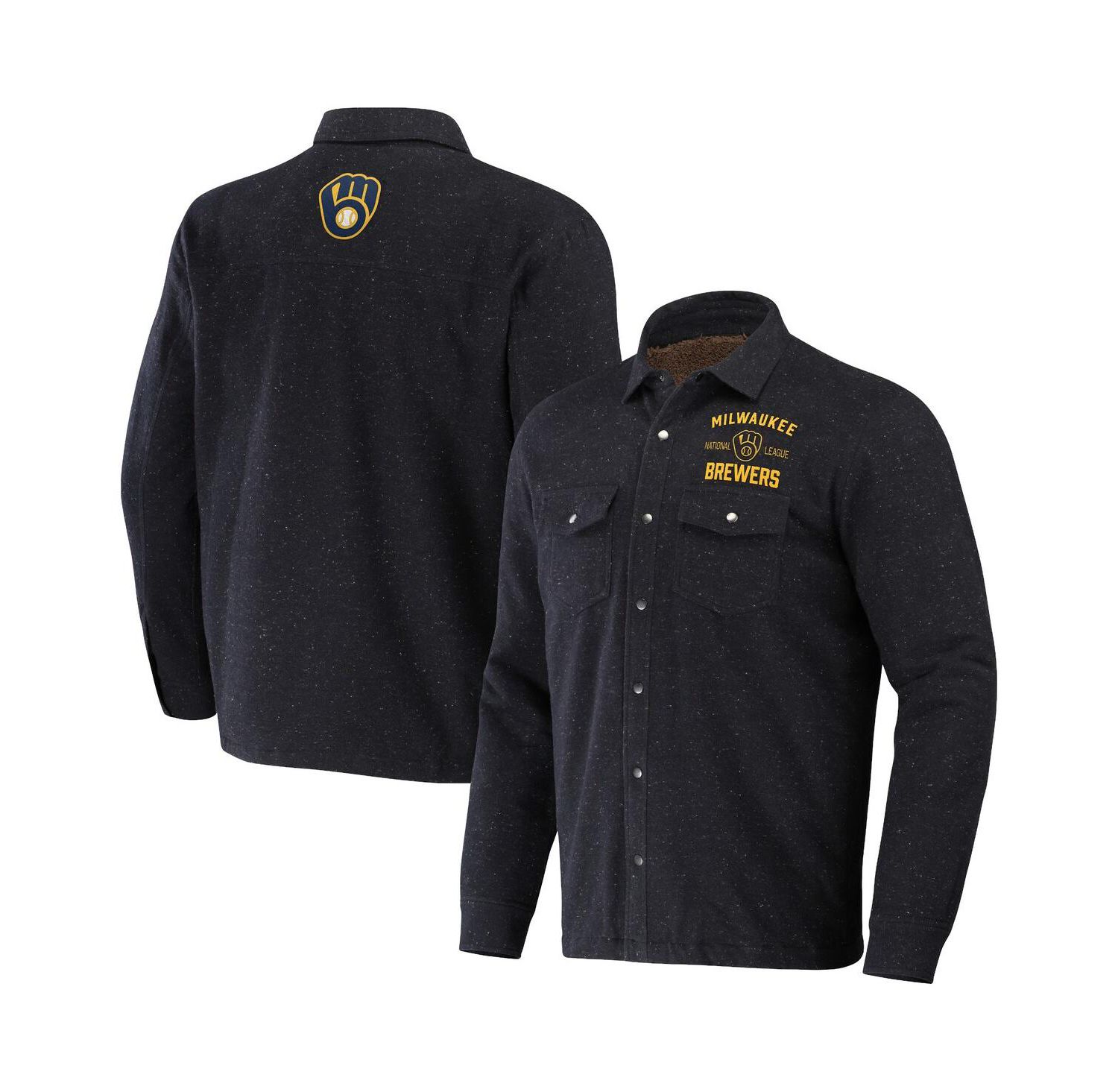 Men's Black Milwaukee Brewers Ringstop Full-Snap Shacket