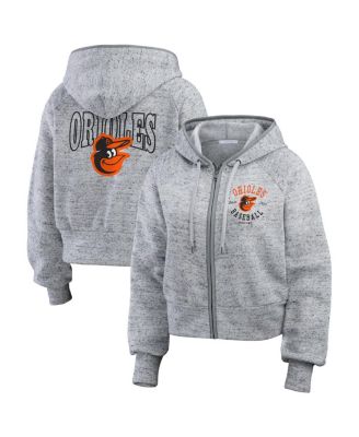 WEAR by Erin Andrews - Women's  Heather Gray Baltimore Orioles Speckled Fleece Cropped Full-Zip Hoodie