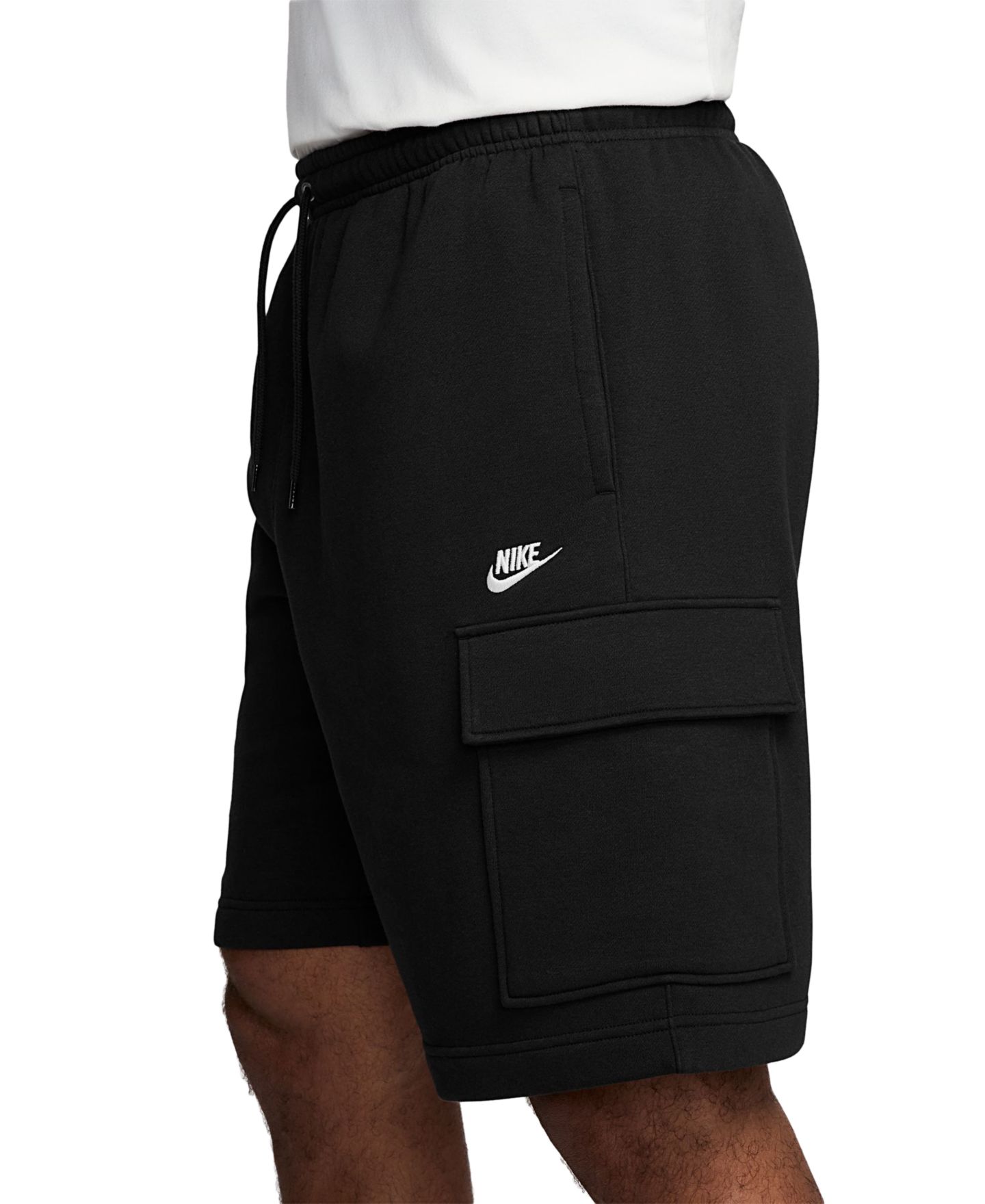 Мужские шорты Nike Club Fleece Cargo, цвет: Чёрный / Белый — фото 2