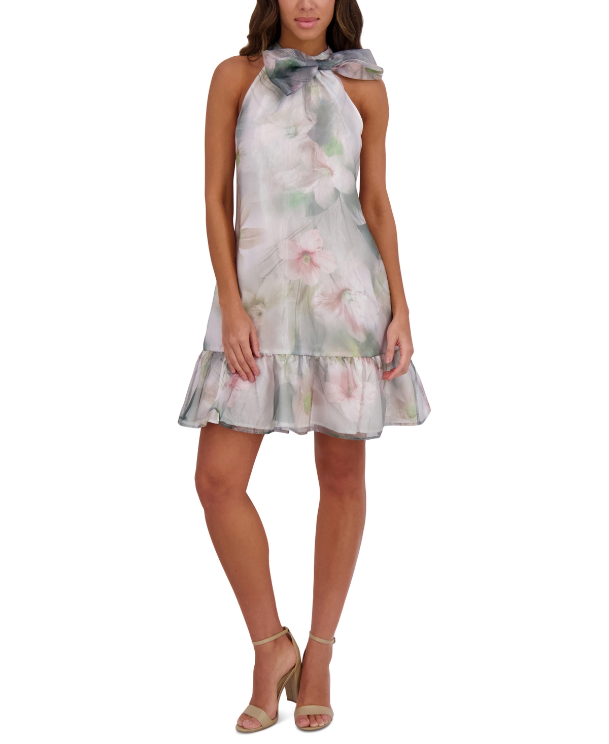 Women's Printed Organza Bow-Tie Sheath Dress - Multi