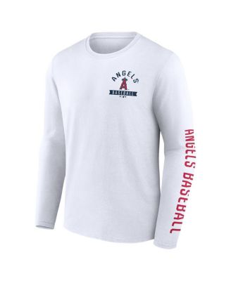 Men's White Los Angeles Angels Press Box Long Sleeve T-Shirt
