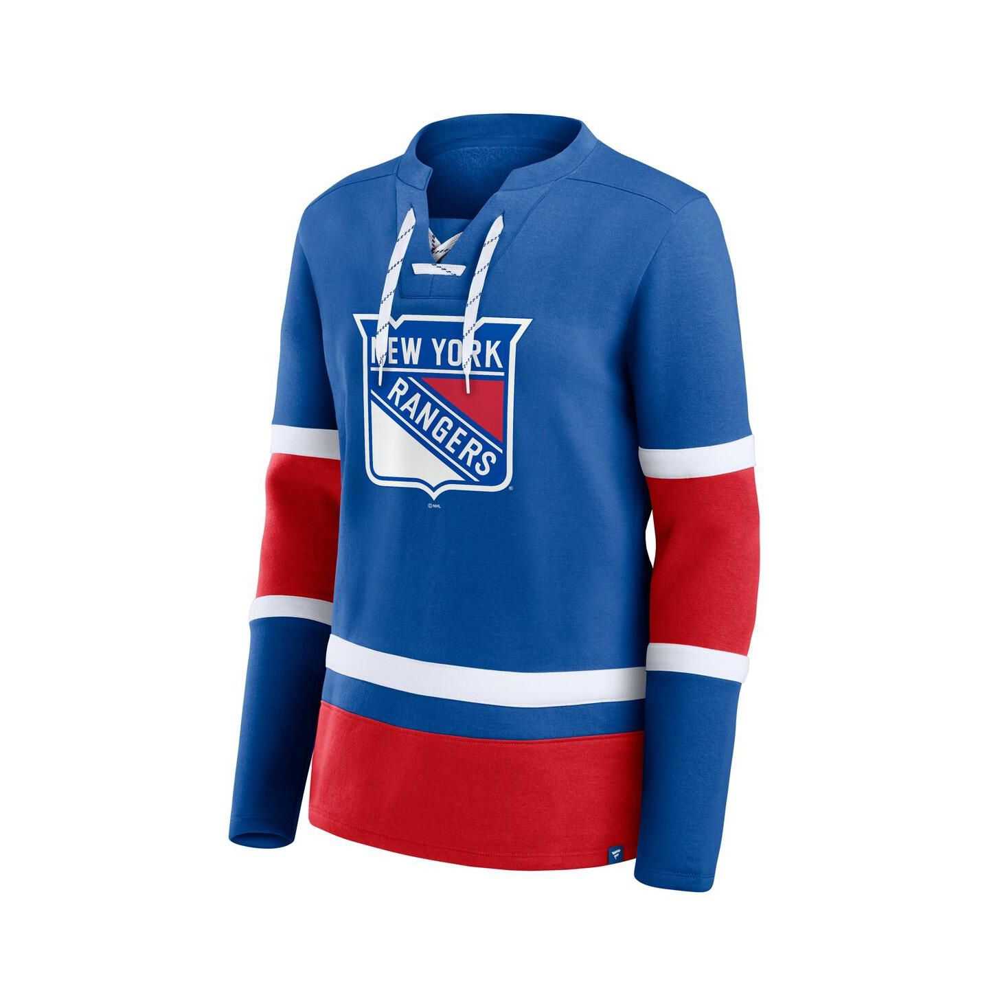 Женская футболка Fanatics Blue New York Rangers Prime Time Lace-Up Long Sleeve — фото 3