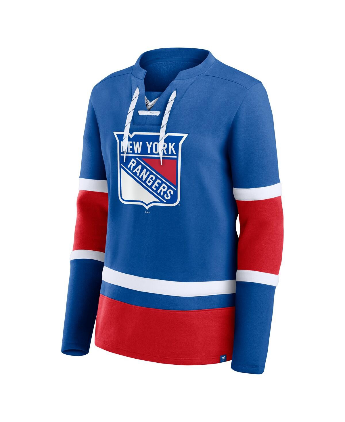 Fanatics Women's Blue New York Rangers Prime Time Lace-up Long Sleeve T-shirt In Blue