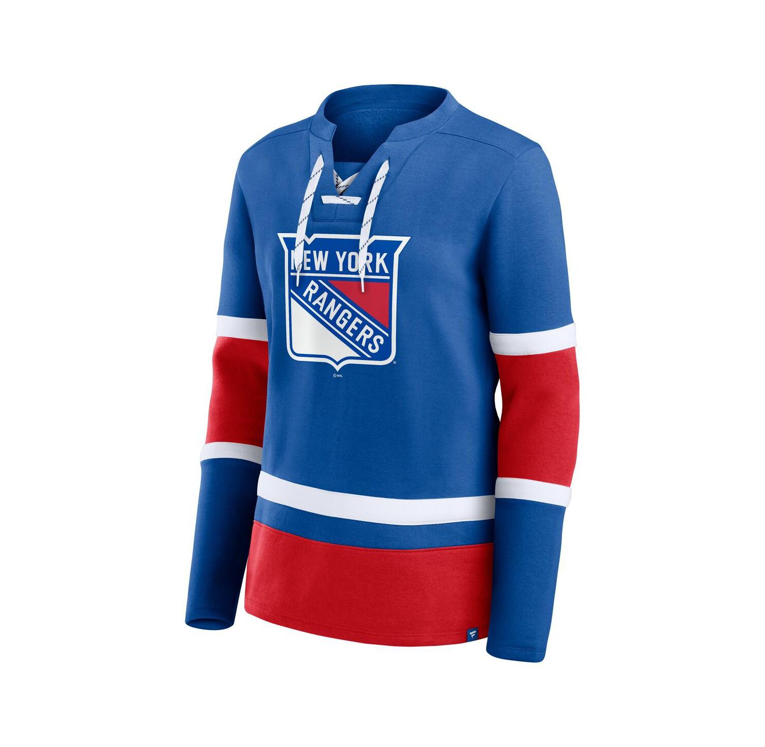 Women's Blue New York Rangers Prime Time Lace-Up Long Sleeve T-Shirt