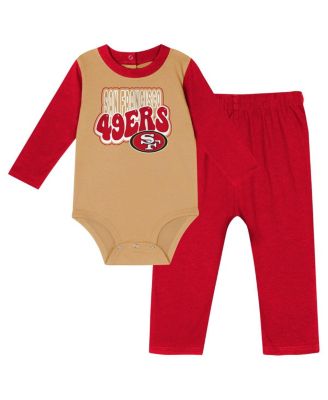 Outerstuff - Baby Boys and Girls Scarlet San Francisco 49ers Double Up Long Sleeve Bodysuit and Pants Set