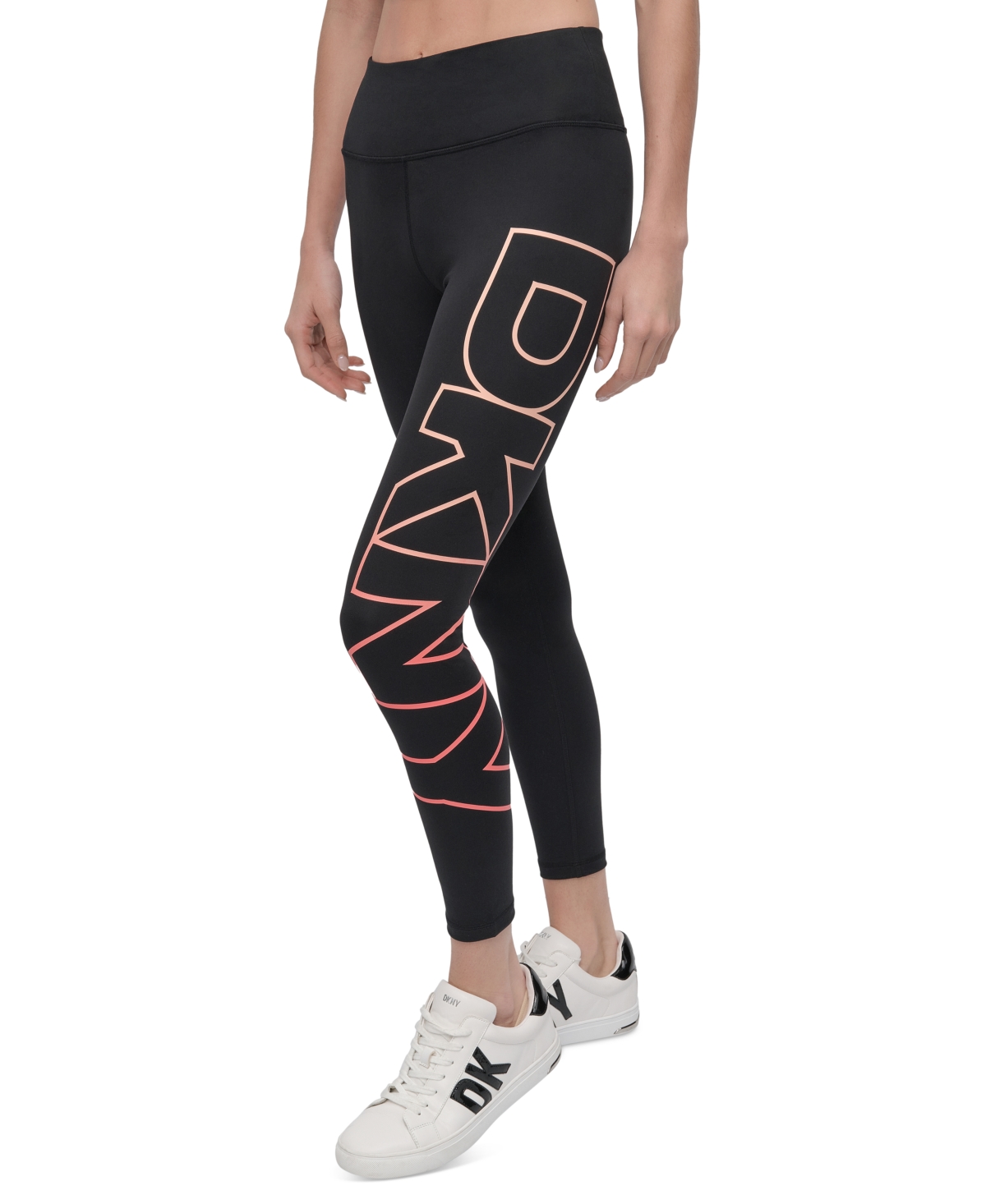 Dkny Sport Women's Exploded-logo Stretch 7/8 Leggings In Tropical Peach