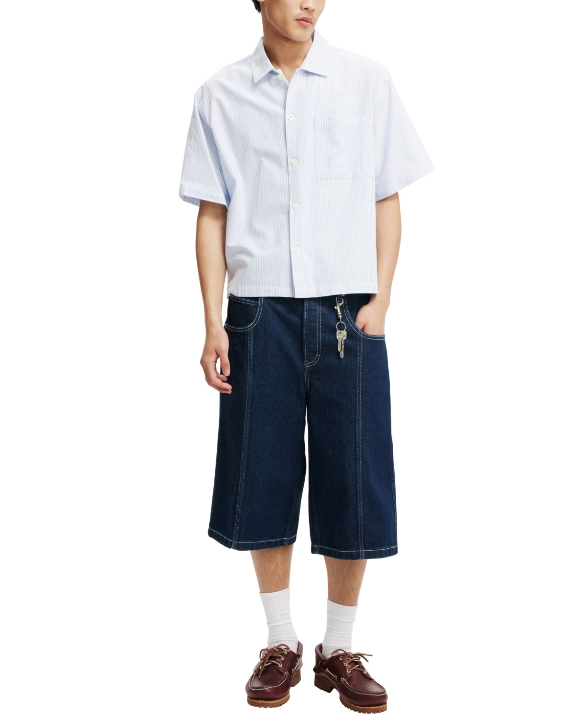 Shop Cotton On Men's Ventura Short Sleeve Shirt In Sky Blue Mini Stripe