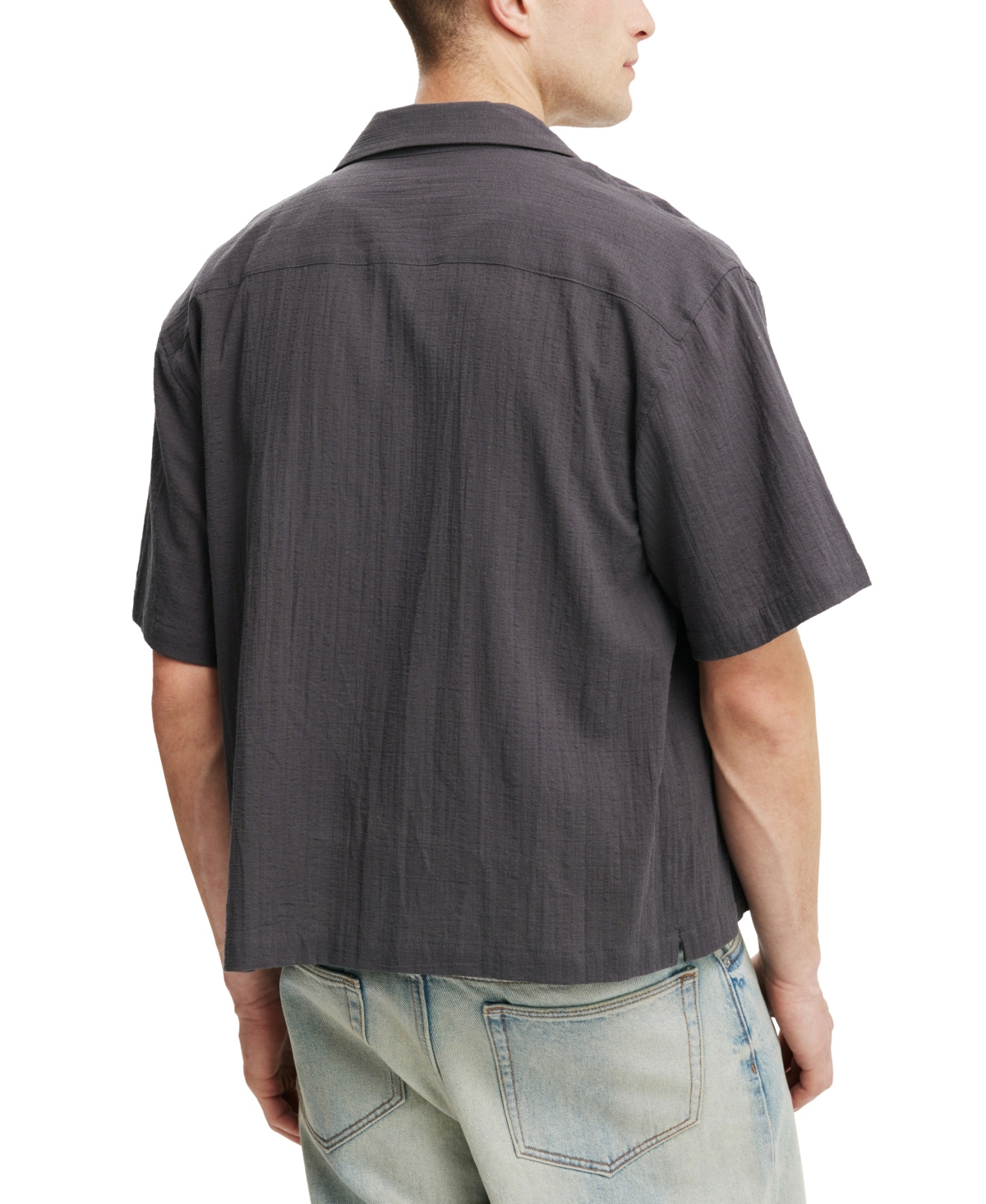 Shop Cotton On Men's Riviera Box Fit Short Sleeve Shirt In Faded Slate