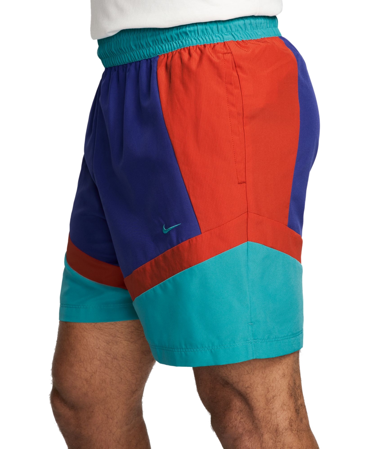 Nike Men's Icon Loose-fit Colorblocked 6" Basketball Shorts In Deep Night,picante Red,dusty Cactus