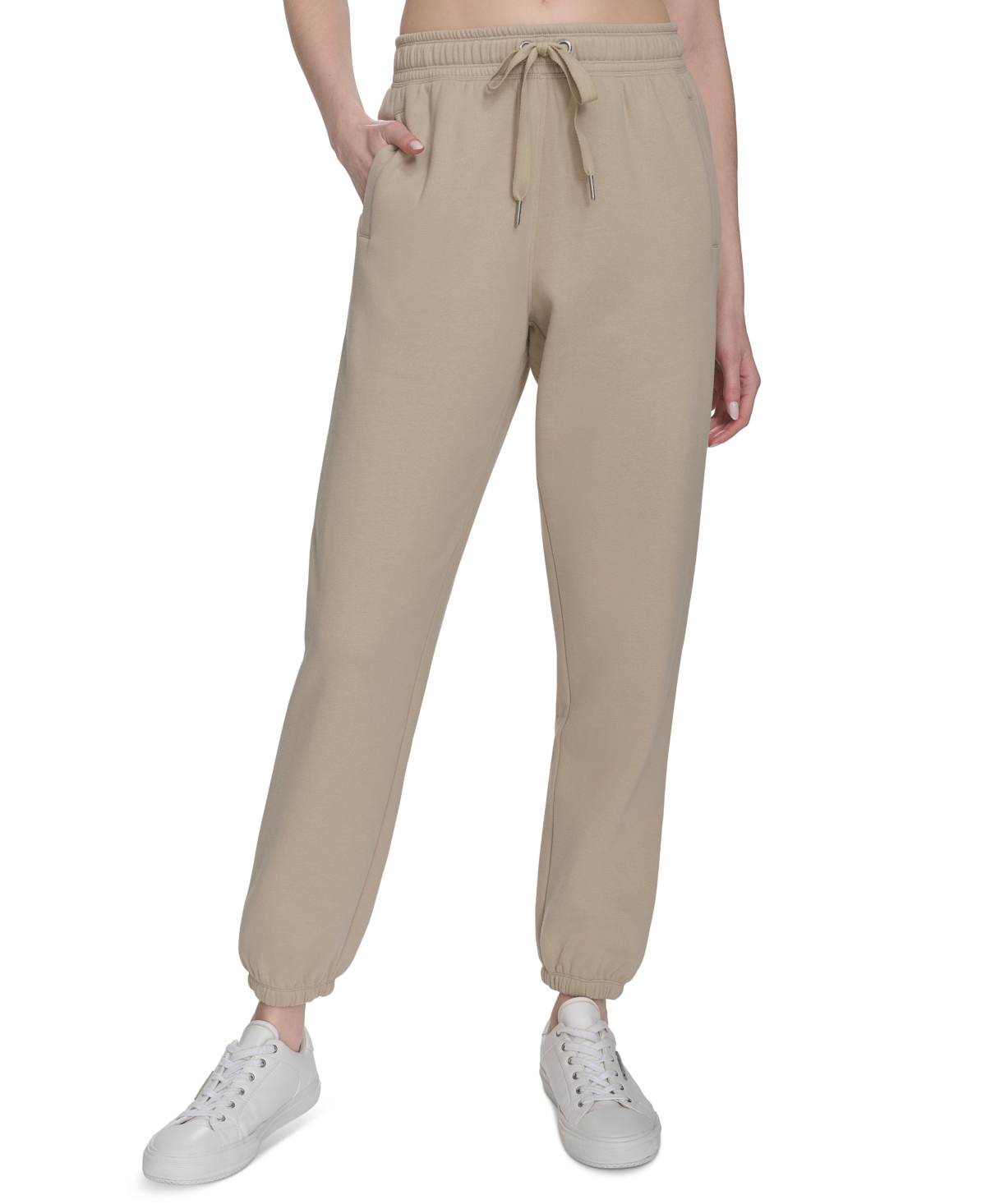 Calvin Klein Women's Fleece High-waist Relaxed Jogger Sweatpants In White Pepper
